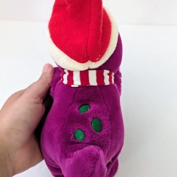 Vintage Barney Christmas Holiday Plush Stuffed Animal Toy Lyons Group 9 Inches - Picture 3 of 6